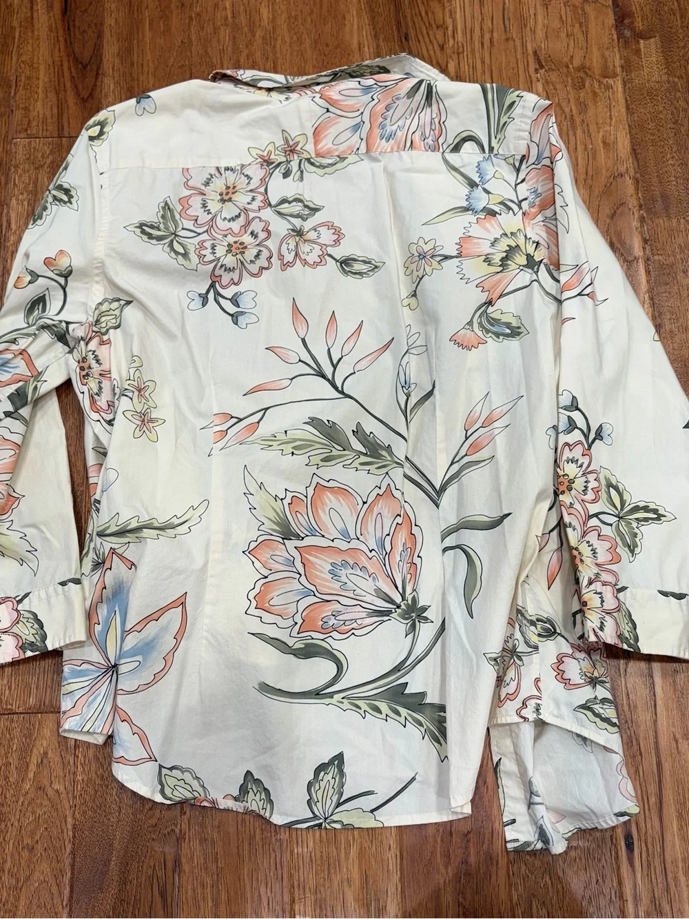 Lauren Ralph Lauren Cream Floral Button-Up Shirt with Pastel Accents